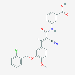 molecular formula C25H19ClN2O5 B2567305 3-[[(E)-3-[3-[(2-chlorophenyl)methoxy]-4-methoxyphenyl]-2-cyanoprop-2-enoyl]amino]benzoic acid CAS No. 380475-80-9