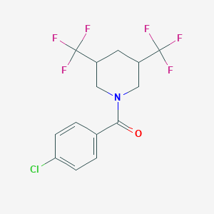 molecular formula C14H12ClF6NO B2567315 1-(4-氯苯甲酰基)-3,5-双(三氟甲基)哌啶 CAS No. 2060749-85-9