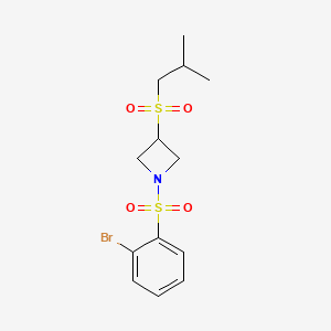 molecular formula C13H18BrNO4S2 B2567317 1-((2-Bromophenyl)sulfonyl)-3-(isobutylsulfonyl)azetidine CAS No. 1797343-37-3