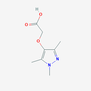 molecular formula C8H12N2O3 B2567323 2-[(三甲基-1H-吡唑-4-基)氧基]乙酸 CAS No. 1384713-18-1