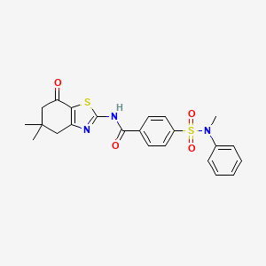 molecular formula C23H23N3O4S2 B2567327 N-(5,5-二甲基-7-氧代-4,5,6,7-四氢-1,3-苯并噻唑-2-基)-4-[甲基(苯基)磺酰基]苯甲酰胺 CAS No. 325986-93-4