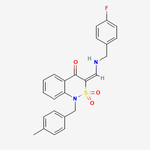 molecular formula C24H21FN2O3S B2567329 (3E)-3-{[(4-氟苄基)氨基]亚甲基}-1-(4-甲基苄基)-1H-2,1-苯并噻嗪-4(3H)-酮 2,2-二氧化物 CAS No. 893312-50-0