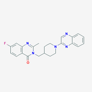 molecular formula C23H22FN5O B2567337 7-Fluoro-2-methyl-3-[(1-quinoxalin-2-ylpiperidin-4-yl)methyl]quinazolin-4-one CAS No. 2415489-01-7