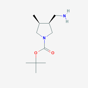 molecular formula C11H22N2O2 B2567343 Cis-tert-butyl 3-(aminomethyl)-4-methylpyrrolidine-1-carboxylate CAS No. 1932427-48-9