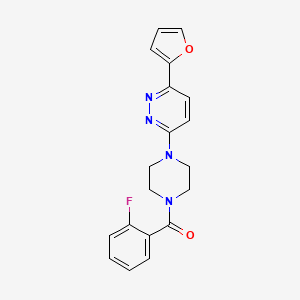 molecular formula C19H17FN4O2 B2567344 (2-Fluorophenyl)(4-(6-(furan-2-yl)pyridazin-3-yl)piperazin-1-yl)methanone CAS No. 923151-41-1