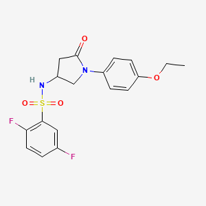 molecular formula C18H18F2N2O4S B2567348 N-(1-(4-ethoxyphenyl)-5-oxopyrrolidin-3-yl)-2,5-difluorobenzenesulfonamide CAS No. 896312-77-9