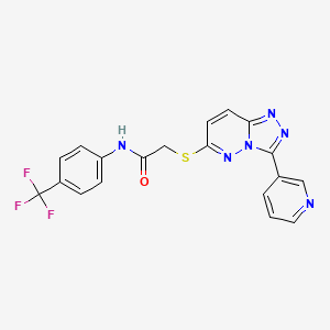 molecular formula C19H13F3N6OS B2567357 2-((3-(pyridin-3-yl)-[1,2,4]triazolo[4,3-b]pyridazin-6-yl)thio)-N-(4-(trifluoromethyl)phenyl)acetamide CAS No. 868968-80-3