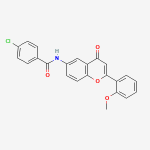 molecular formula C23H16ClNO4 B2567358 4-氯-N-[2-(2-甲氧基苯基)-4-氧代-4H-色满-6-基]苯甲酰胺 CAS No. 923185-98-2