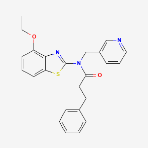 molecular formula C24H23N3O2S B2567361 N-(4-ethoxybenzo[d]thiazol-2-yl)-3-phenyl-N-(pyridin-3-ylmethyl)propanamide CAS No. 895009-70-8