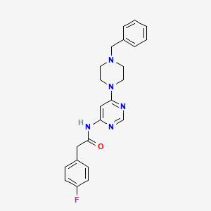 molecular formula C23H24FN5O B2567362 N-(6-(4-苄基哌嗪-1-基)嘧啶-4-基)-2-(4-氟苯基)乙酰胺 CAS No. 1396686-63-7
