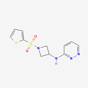 molecular formula C11H12N4O2S2 B2567375 N-[1-(thiophene-2-sulfonyl)azetidin-3-yl]pyridazin-3-amine CAS No. 2097914-39-9