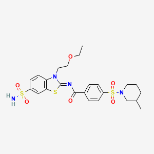 N-[3-(2-ethoxyethyl)-6-sulfamoyl-1,3-benzothiazol-2-ylidene]-4-(3-methylpiperidin-1-yl)sulfonylbenzamide