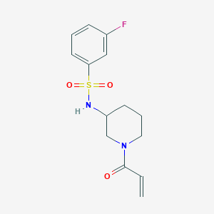 molecular formula C14H17FN2O3S B2567413 3-fluoro-N-[1-(prop-2-enoyl)piperidin-3-yl]benzene-1-sulfonamide CAS No. 2093833-83-9