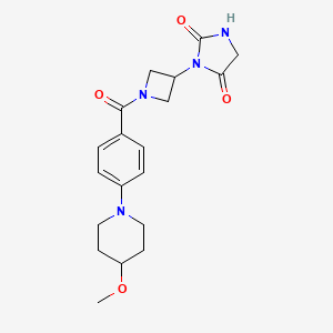 molecular formula C19H24N4O4 B2567422 3-(1-(4-(4-Methoxypiperidin-1-yl)benzoyl)azetidin-3-yl)imidazolidine-2,4-dione CAS No. 2034269-45-7