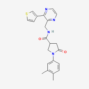 molecular formula C22H22N4O2S B2567428 1-(3,4-dimethylphenyl)-5-oxo-N-((3-(thiophen-3-yl)pyrazin-2-yl)methyl)pyrrolidine-3-carboxamide CAS No. 2034392-34-0