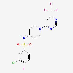 3-chloro-4-fluoro-N-(1-(6-(trifluoromethyl)pyrimidin-4-yl)piperidin-4-yl)benzenesulfonamide