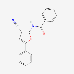 molecular formula C18H12N2O2 B2567474 N-(3-cyano-5-phenylfuran-2-yl)benzamide CAS No. 98061-62-2