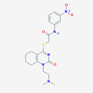 molecular formula C20H25N5O4S B2567476 2-((1-(2-(二甲氨基)乙基)-2-氧代-1,2,5,6,7,8-六氢喹唑啉-4-基)硫代)-N-(3-硝基苯基)乙酰胺 CAS No. 899749-29-2