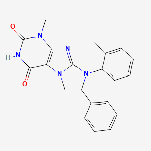 molecular formula C21H17N5O2 B2567483 1-甲基-7-苯基-8-(邻甲苯基)-1H-咪唑并[2,1-f]嘌呤-2,4(3H,8H)-二酮 CAS No. 633281-75-1