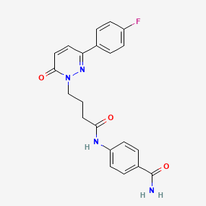 molecular formula C21H19FN4O3 B2567484 4-(4-(3-(4-fluorophenyl)-6-oxopyridazin-1(6H)-yl)butanamido)benzamide CAS No. 946266-92-8