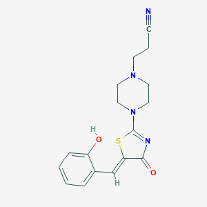 molecular formula C17H18N4O2S B256750 3-[4-[(5Z)-5-[(2-hydroxyphenyl)methylidene]-4-oxo-1,3-thiazol-2-yl]piperazin-1-yl]propanenitrile 