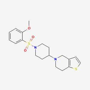 molecular formula C19H24N2O3S2 B2567504 5-(1-((2-Methoxyphenyl)sulfonyl)piperidin-4-yl)-4,5,6,7-tetrahydrothieno[3,2-c]pyridine CAS No. 2034288-11-2
