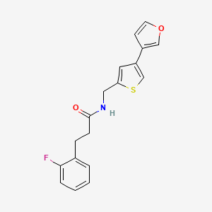 molecular formula C18H16FNO2S B2567506 3-(2-Fluorophenyl)-N-[[4-(furan-3-yl)thiophen-2-yl]methyl]propanamide CAS No. 2379988-18-6
