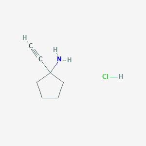 molecular formula C7H12ClN B2567508 1-乙炔基环戊-1-胺盐酸盐 CAS No. 2094140-42-6