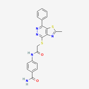 4-(2-((2-Methyl-7-phenylthiazolo[4,5-d]pyridazin-4-yl)thio)acetamido)benzamide