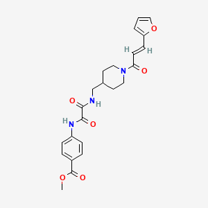 molecular formula C23H25N3O6 B2567518 (E)-methyl 4-(2-(((1-(3-(furan-2-yl)acryloyl)piperidin-4-yl)methyl)amino)-2-oxoacetamido)benzoate CAS No. 1235689-53-8