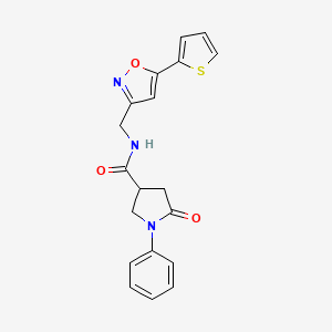 5-oxo-1-phenyl-N-((5-(thiophen-2-yl)isoxazol-3-yl)methyl)pyrrolidine-3-carboxamide