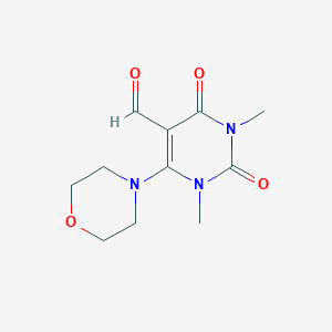 molecular formula C11H15N3O4 B2567532 1,3-Dimethyl-5-formyl-6-morpholino-1,2,3,4-tetrahydropyrimidine-2,4-dione CAS No. 193696-12-7