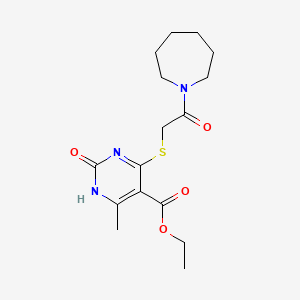 molecular formula C16H23N3O4S B2567535 ethyl 4-[2-(azepan-1-yl)-2-oxoethyl]sulfanyl-6-methyl-2-oxo-1H-pyrimidine-5-carboxylate CAS No. 946332-57-6
