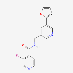 molecular formula C16H12FN3O2 B2567537 3-fluoro-N-((5-(furan-2-yl)pyridin-3-yl)methyl)isonicotinamide CAS No. 2034613-16-4