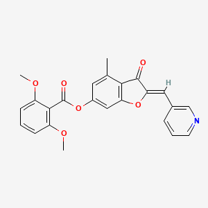 (2Z)-4-methyl-3-oxo-2-(pyridin-3-ylmethylidene)-2,3-dihydro-1-benzofuran-6-yl 2,6-dimethoxybenzoate