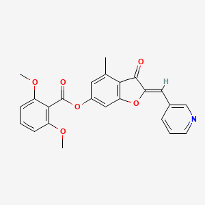 molecular formula C24H19NO6 B2567538 (2Z)-4-methyl-3-oxo-2-(pyridin-3-ylmethylidene)-2,3-dihydro-1-benzofuran-6-yl 2,6-dimethoxybenzoate CAS No. 903869-52-3