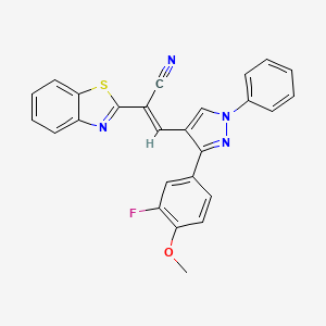 (E)-2-(benzo[d]thiazol-2-yl)-3-(3-(3-fluoro-4-methoxyphenyl)-1-phenyl-1H-pyrazol-4-yl)acrylonitrile