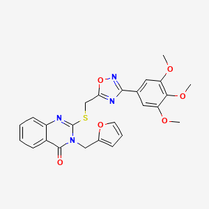 molecular formula C25H22N4O6S B2567548 3-(furan-2-ylmethyl)-2-(((3-(3,4,5-trimethoxyphenyl)-1,2,4-oxadiazol-5-yl)methyl)thio)quinazolin-4(3H)-one CAS No. 2034514-86-6