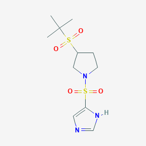 molecular formula C11H19N3O4S2 B2567568 4-((3-(tert-butylsulfonyl)pyrrolidin-1-yl)sulfonyl)-1H-imidazole CAS No. 1448069-41-7