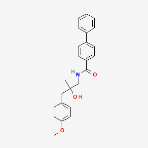 molecular formula C24H25NO3 B2567574 N-(2-hydroxy-3-(4-methoxyphenyl)-2-methylpropyl)-[1,1'-biphenyl]-4-carboxamide CAS No. 1396713-81-7