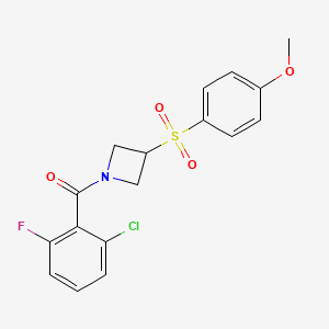 molecular formula C17H15ClFNO4S B2567576 (2-Chloro-6-fluorophenyl)(3-((4-methoxyphenyl)sulfonyl)azetidin-1-yl)methanone CAS No. 1797844-04-2
