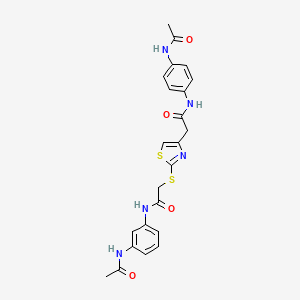B2567580 N-(3-acetamidophenyl)-2-((4-(2-((4-acetamidophenyl)amino)-2-oxoethyl)thiazol-2-yl)thio)acetamide CAS No. 953985-39-2