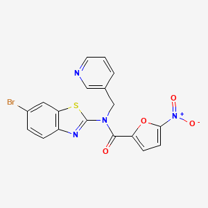 molecular formula C18H11BrN4O4S B2567583 N-(6-bromobenzo[d]thiazol-2-yl)-5-nitro-N-(pyridin-3-ylmethyl)furan-2-carboxamide CAS No. 895025-50-0