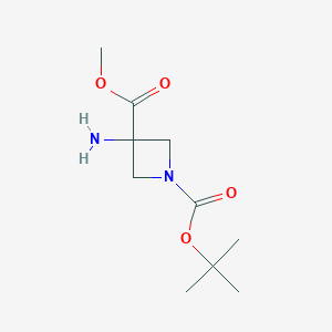 molecular formula C10H18N2O4 B2567585 1-tert-Butyl 3-methyl 3-aminoazetidine-1,3-dicarboxylate CAS No. 1782647-31-7