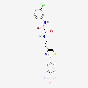molecular formula C20H15ClF3N3O2S B2567586 N1-(3-chlorophenyl)-N2-(2-(2-(4-(trifluoromethyl)phenyl)thiazol-4-yl)ethyl)oxalamide CAS No. 897453-14-4