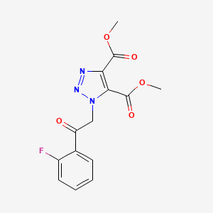 molecular formula C14H12FN3O5 B2567587 dimethyl 1-[2-(2-fluorophenyl)-2-oxoethyl]-1H-1,2,3-triazole-4,5-dicarboxylate CAS No. 1986518-82-4