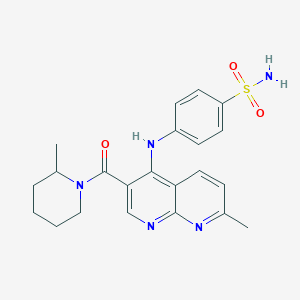 4-((7-Methyl-3-(2-methylpiperidine-1-carbonyl)-1,8-naphthyridin-4-yl)amino)benzenesulfonamide