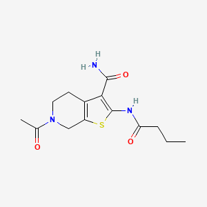 molecular formula C14H19N3O3S B2567593 6-Acetyl-2-butyramido-4,5,6,7-tetrahydrothieno[2,3-c]pyridine-3-carboxamide CAS No. 887891-97-6