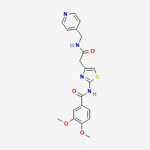 molecular formula C20H20N4O4S B2567595 3,4-dimethoxy-N-(4-(2-oxo-2-((pyridin-4-ylmethyl)amino)ethyl)thiazol-2-yl)benzamide CAS No. 921863-95-8