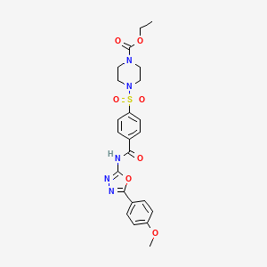 molecular formula C23H25N5O7S B2567601 Ethyl 4-((4-((5-(4-methoxyphenyl)-1,3,4-oxadiazol-2-yl)carbamoyl)phenyl)sulfonyl)piperazine-1-carboxylate CAS No. 442881-25-6